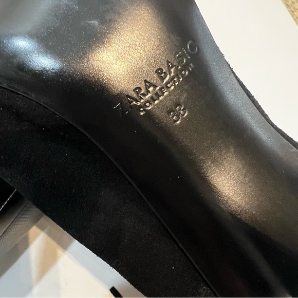 ZARA Fringed Suede Leather Ankle Boots High Heel Black Booties • Influencer Fav! - Picture 12 of 12